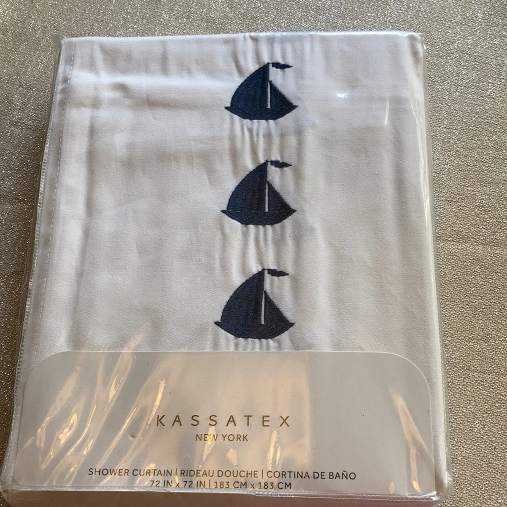 Shower Curtain - Embroidered Sailboat by Kasatex New York. Fabulous!